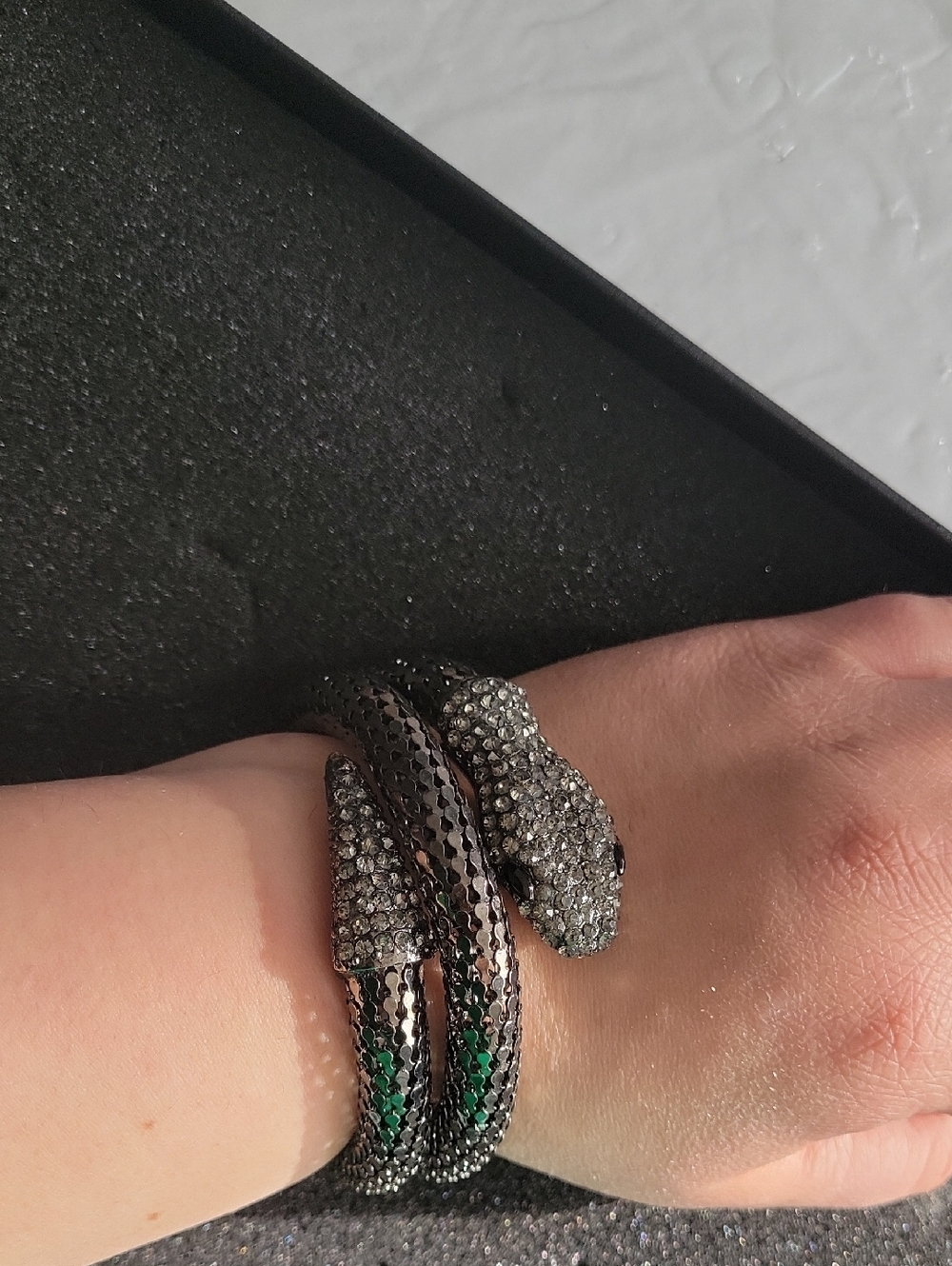 NWOT Black & White Austrian Crystal Snake Wrap Bracelet